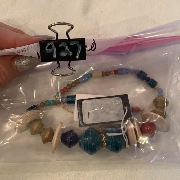 31bits 14k gold filled paper wrap beads delicate chain statement necklace - Picture 11 of 11